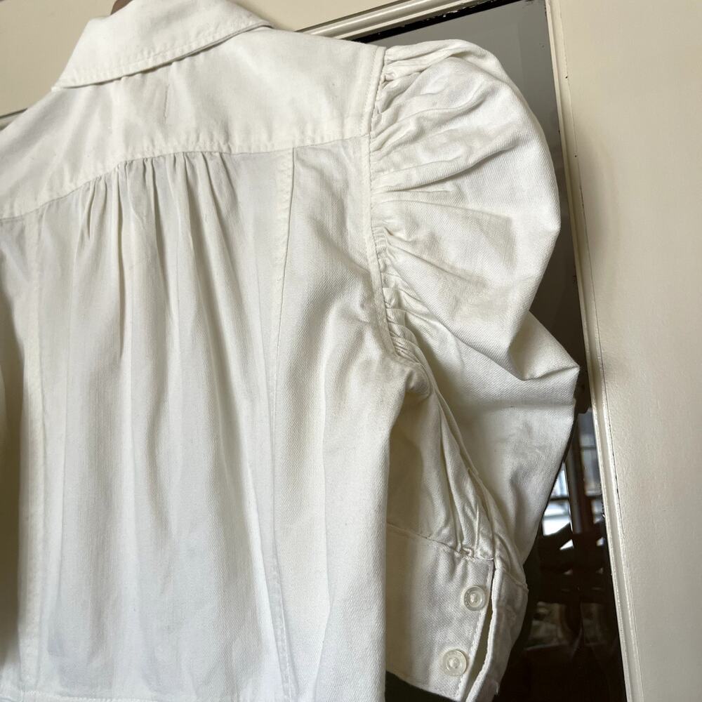 FRAME Gillian Dress Ecru Puff Shoulder Off White Size XS Mini Chic Cute Sexy - Picture 15 of 16